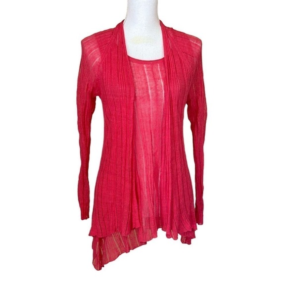 Eileen Fisher linen/silk lightweight sweater set, coral, extra small, classic - Picture 1 of 8